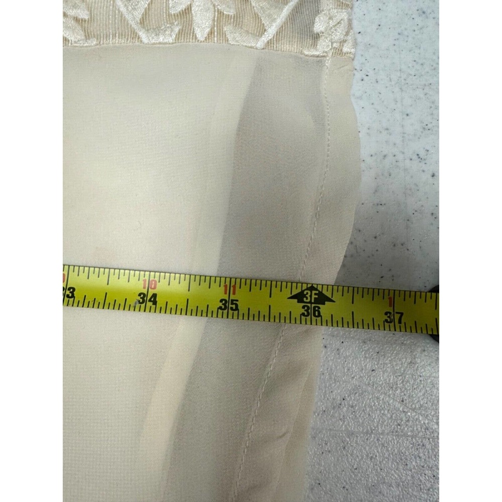 Lucy Paris Size S Cream Lace Chiffon Long Sleeve Dress Polyester Fit Flare D3 - Picture 5 of 7
